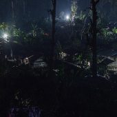 Refugee camp in Nepal lit by street lights. UNHCR designed a pilot for a mini-grid system to power street lights in the camp.