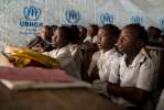 Children attend class at the Primary Mohammed School of Zongo, in the ...