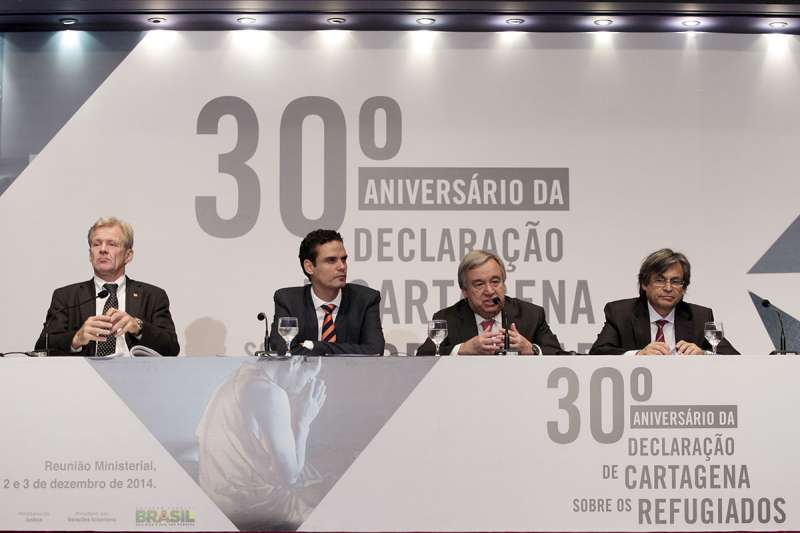 UN High Commissioner for Refugees António Guterres opens the Cartagena\+30 ministerial meeting in Brazil. 
