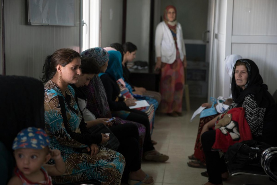 Pregnant Syrian refugees wait for consultations at a maternal health clinic run by Doctors Without Borders at Domiz refugee camp.