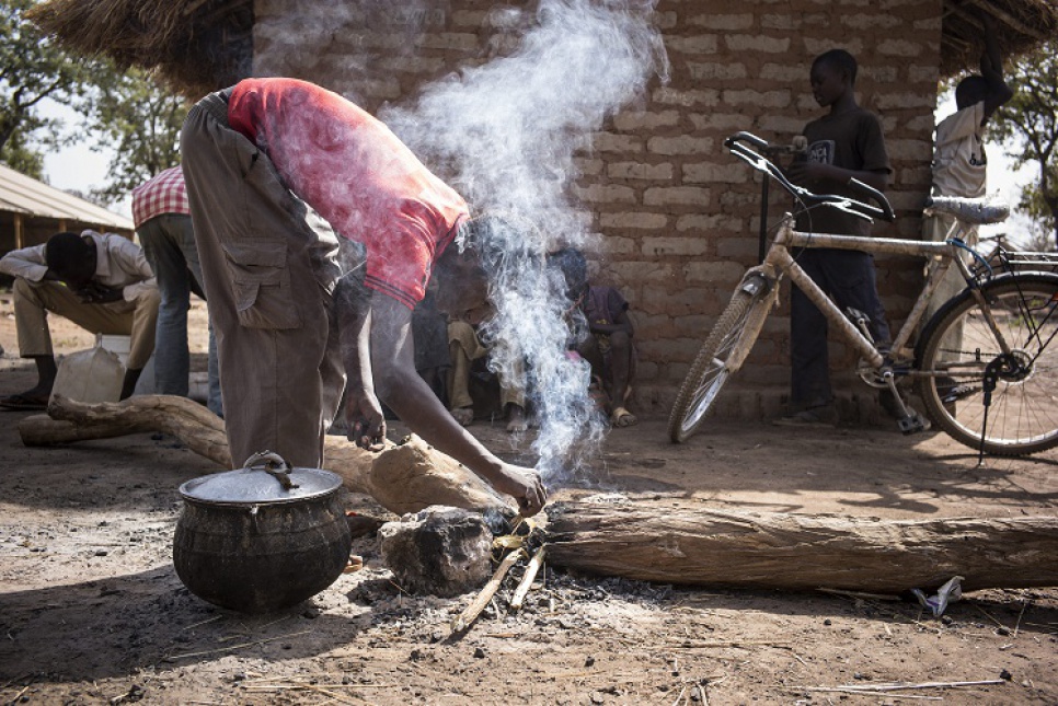 Chores like cooking, cleaning and collecting firewood are shared among the 12 boys. When they first arrived in Dosseye camp, several fell ill after eating sorghum which had not been prepared properly.