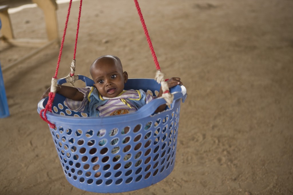 This little Nigerian refugee boy is being weighted at the health clinic in Minawao camp. “We need funding to prevent malnutrition among children" said UNHCR Regional Coordinator for the CAR and Nigeria crisis Liz Ahua.  UNHCR / Helene Caux