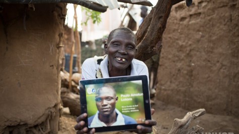 Paul Lokoro's mother, Mary Nangoro, who lives in Kakuma 1 was all smiles