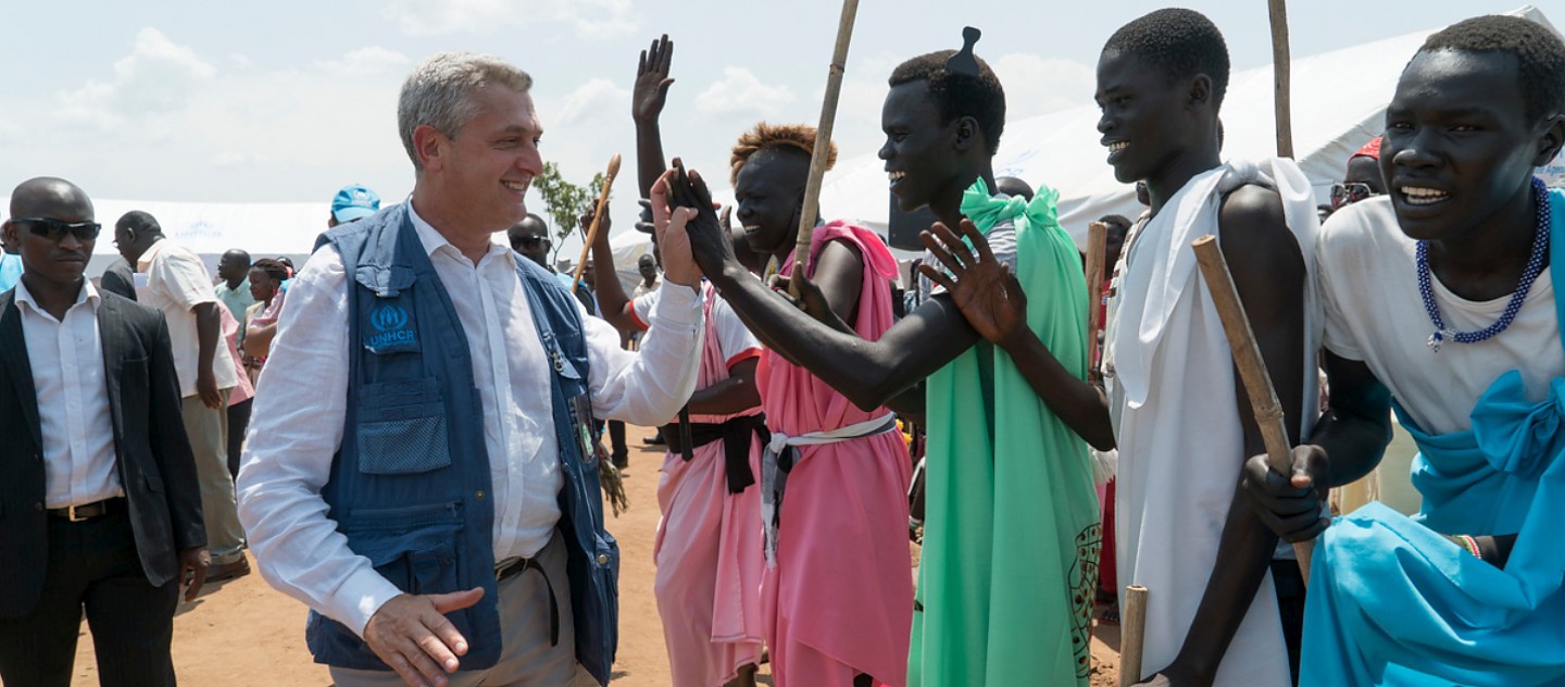 United Nations High Commissioner for Refugees Filippo Grandi meets South Sudanese refugees at Pagirinya refugee settlement in Adjumani, Uganda.  © UNHCR/Michele Sibiloni