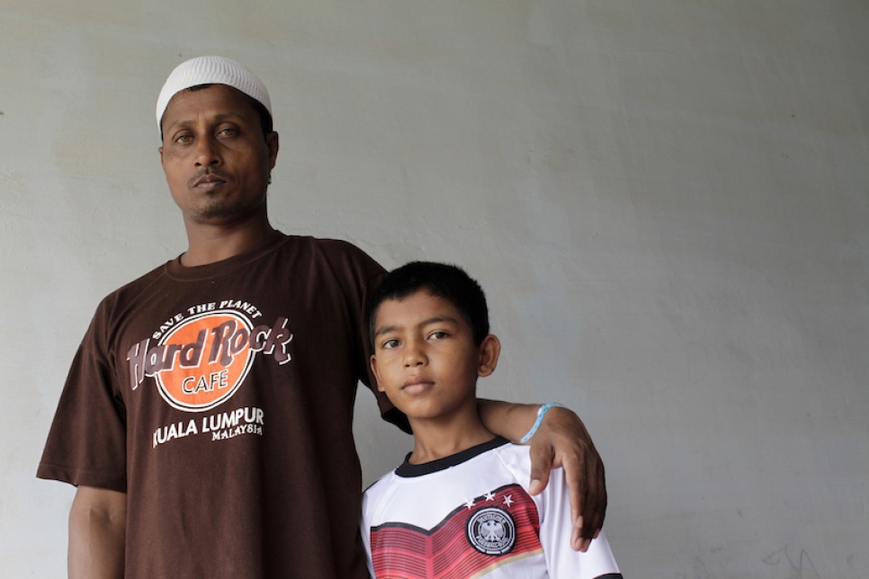 Yasin* (right) was orphaned in May when his parents drowned after jumping from their sinking smugglers' boat off Aceh, Indonesia.