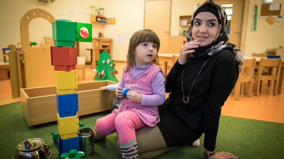 After fleeing Aleppo, the Akraa family now live in the village of Pöttsching in an apartment that used to be the police station.