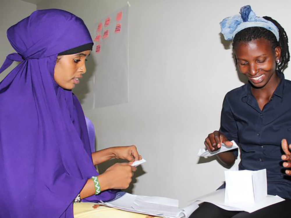 Refugee youth practice prototyping ideas into tangible products.