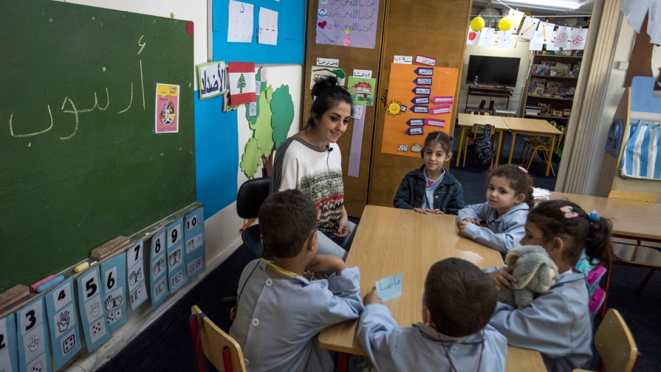 Students at the Father Andeweg Institute for the Deaf practice their Arabic pronunciation.