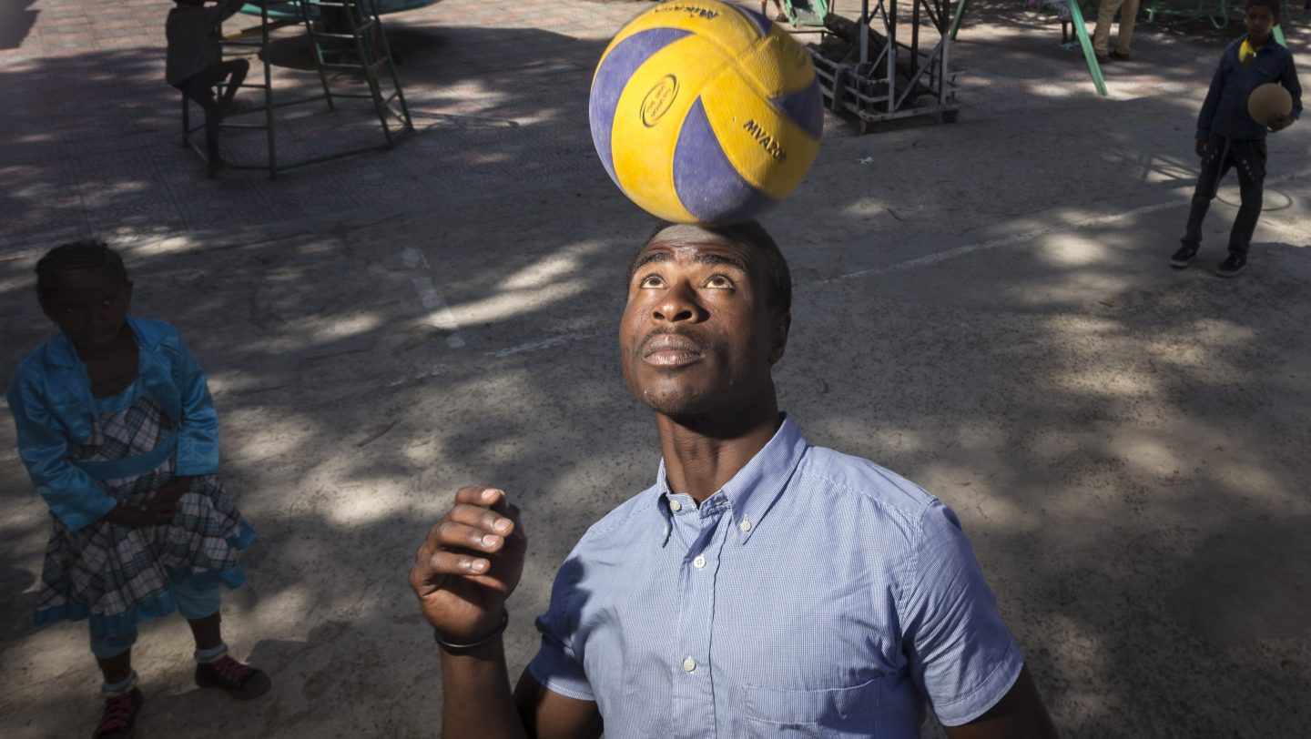 JRS, Ethiopia, Addis Ababa, November 1, 2016
Olami Simon at the football field at JRS. Olami is a refugee from Uganda.
photo: UNHCR/Petterik Wiggers