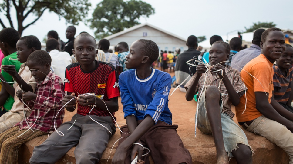 Young refugees from South Sudan at the Numanzi transit centre in Adjumani, northern Uganda.