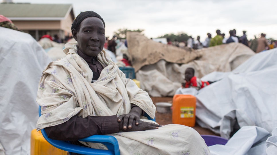 Rachel Bul, 59, from Paginya in South Sudan fled on foot from her village with her children when soldiers started looting in the area.