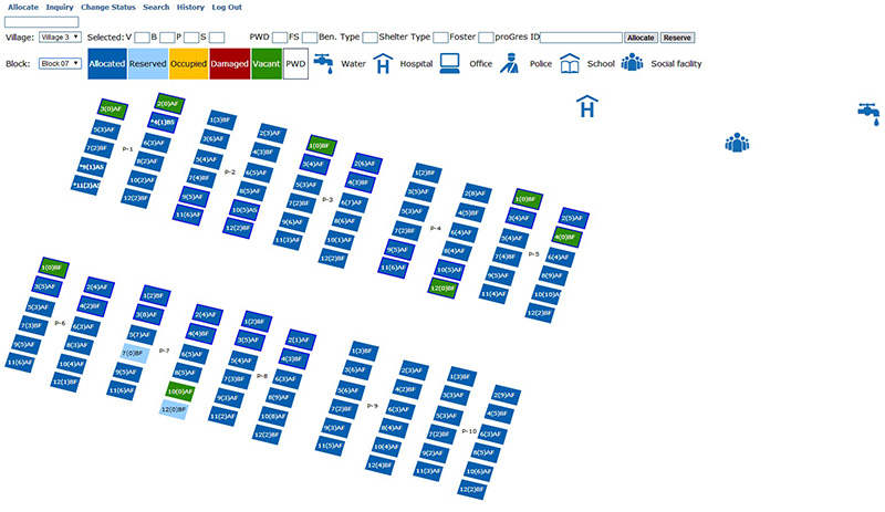 A screenshot of the shelter allocation system created for Azraq refugee camp.