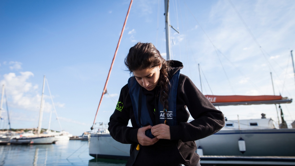 Having fled the war in Syria and crossed the Aegean Sea herself, she wants to help other desperate refugees who attempt the same dangerous journey.