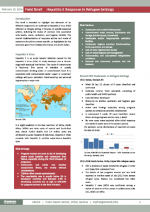 Hepatitis E Response in Refugee Settings (UNHCR)