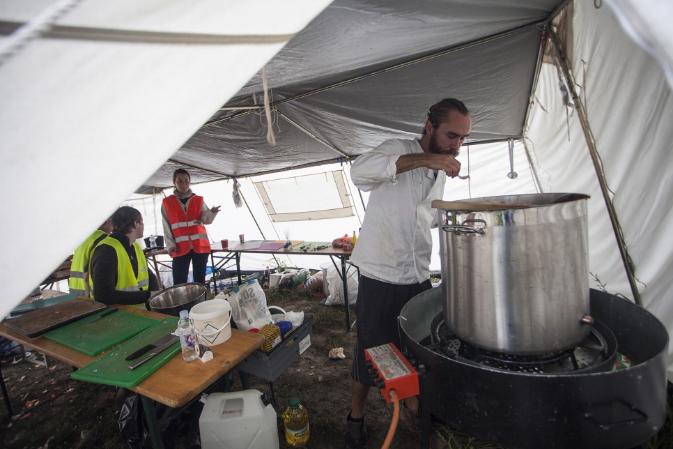 Victor Ullman, a 27-year-old chef from Lund, Sweden, cooks for refugees in Bapska, Croatia. "As long as I am awake, I am cooking," he says.