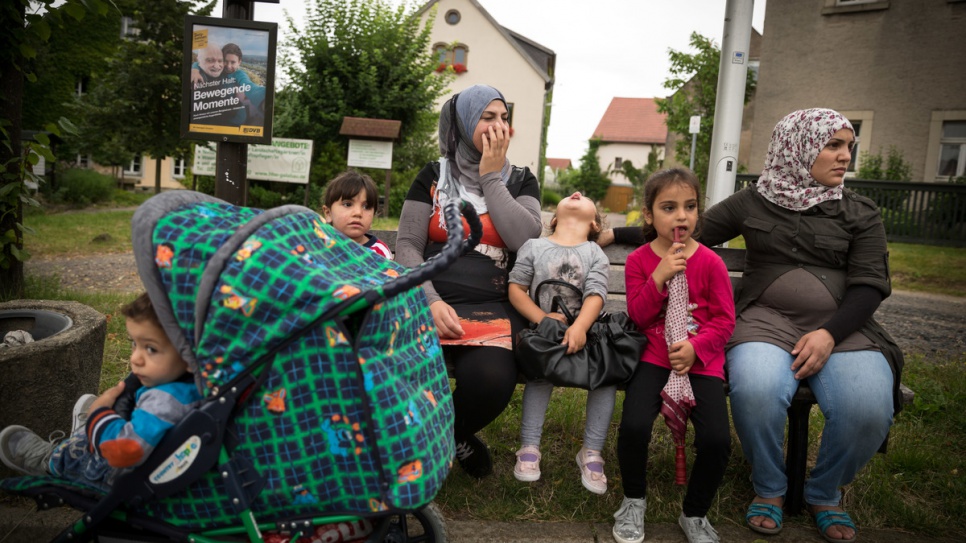 "Our biggest fear was that the children would be hurt or killed," says Syrian refugee Zaha, 35, (left) who has found safety in Germany.
