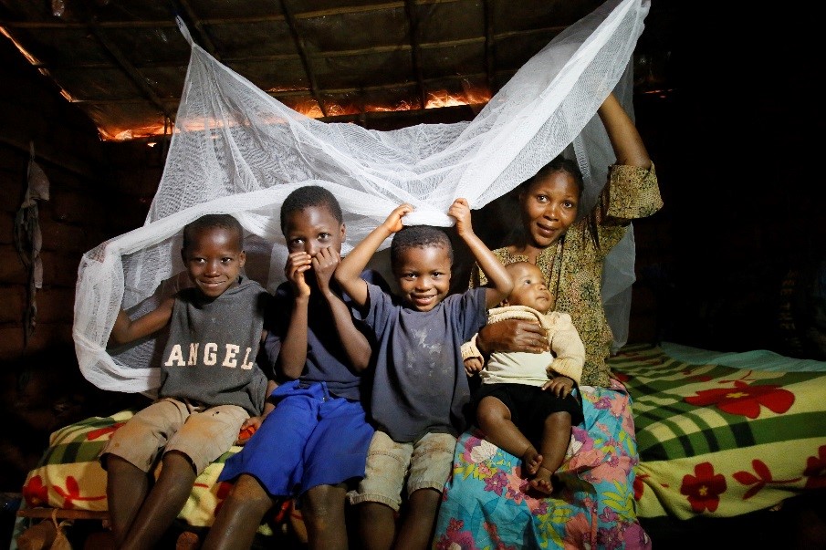 Mosquito nets distributed with the support of the UN Foundation's Nothing But Nets campaign in the Nyarugusu Refugee Camp in Tanzania