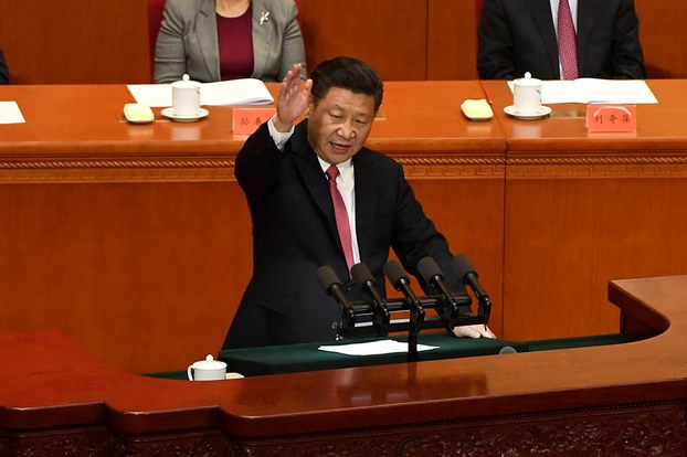 Chinese President Xi Jinping gives a speech marking the 150th anniversary of the birth of Sun Yat-sen at the Great Hall of the People in Beijing, Nov. 11, 2016.