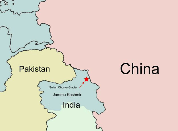The location where three Uyghur men were arrested near the Sultan Chusku Glacier in the Ladakh region of Kashmir in June 2013.
