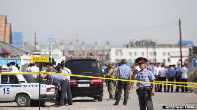 A suicide car bomber rammed the gates of the Chinese Embassy compound in Bishkek on August 30 before detonating an explosive device inside the car, killing himself and injuring three Kyrgyz employees of the embassy.