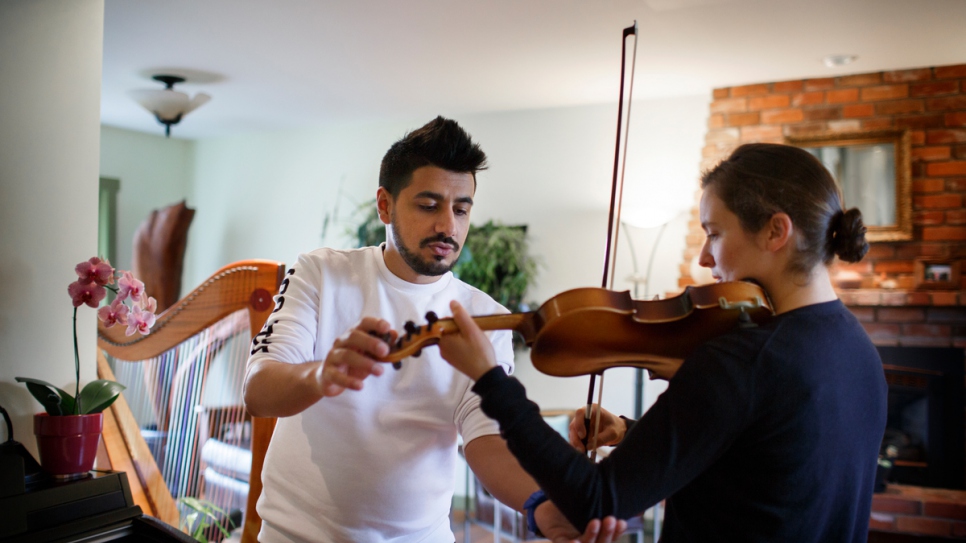 Before the war in Syria, Sari was a music instructor for six years in Damascus.