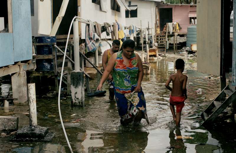 Rising sea levels have caused many inhabitants in the Pacific island nation of Tuvalu to relocate, raising questions about nationality, identity and culture if the population becomes stateless.