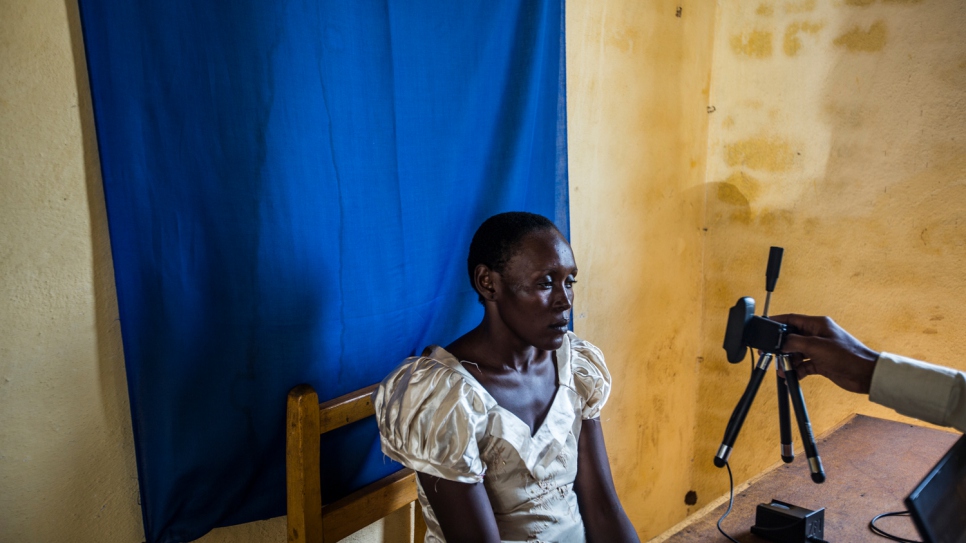 Samira Hassan has her photo taken for a Chadian national identification card. She was born and raised in the Central African Republic, but was never naturalized as a citizen. When violence erupted in CAR, she fled to Chad, her parents' home country, of which she is also a national by birth right.