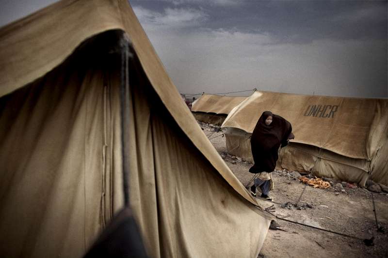 New arrivals in Kharaz refugee camp are given tents when they first arrive. If they stay longer, they are allocated a simple brick house inside the camp.