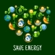 Eco Heart With Icons Of Save Energy, Green Power - GraphicRiver Item for Sale