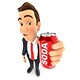 3D Businessman Holding Soda Can