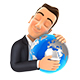 3D Businessman Hugging the Earth