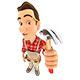 3D Handyman Holding a Claw Hammer