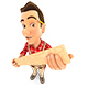 3D Handyman Holding Wooden Plank