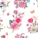 Watercolor Seamless Pattern with Wildflowers and