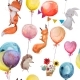 Seamless Pattern with Animals with Balloons