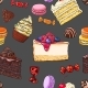 Seamless Pattern of Hand Drawn Cakes, Candies