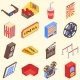 Isometric Movie Theater Accessories and Gadgets 