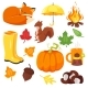 Cartoon Style Set of Autumn Symbols