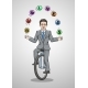 Businessman Riding a Unicycle Juggling Balls