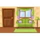 Set Cartoon Green Vintage Cushioned Furniture