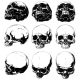 Realistic Horror Detalied Graphic Human Skulls Set