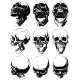 Realistic Detailed Graphic Skulls Vector Set
