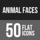 Animal Faces Flat Shadowed Icons