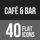 Cafe & Bar Flat Shadowed Icons