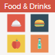 Food and Drinks Flat Square