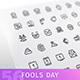 Fools Day Line Icons Set