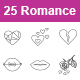 Romance outlines vector icons