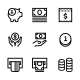 Money, Credit Cards, Coins, Wallet Vector Flat Line Icons for Web and Mobile Applications