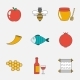 Rosh Hashanah, Shana Tova Flat Line Icons