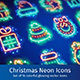 Christmas Neon Icons with Magic Sparkles